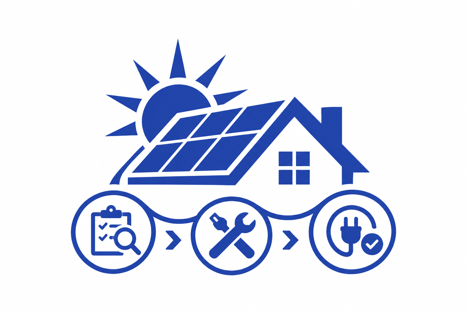 SunStage Atlas logo with house, solar panels, and install stage icons